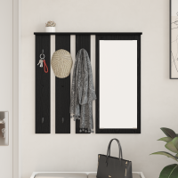 Produktbild för Väggmonterad Klädhängare med hylla Svart ek 84 x 10 x 80 cm