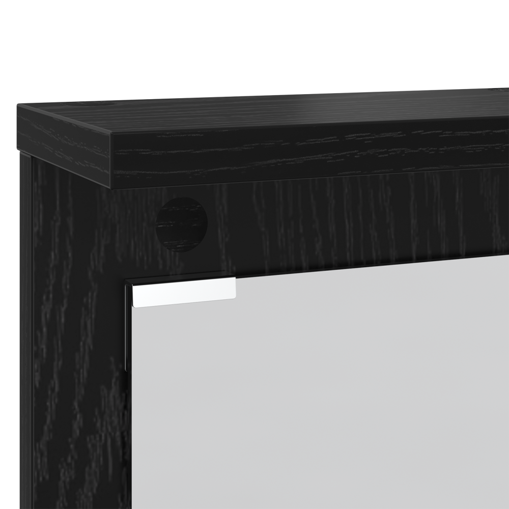 Produktbild för Väggmonterad Klädhängare med hylla Svart ek 84 x 10 x 80 cm