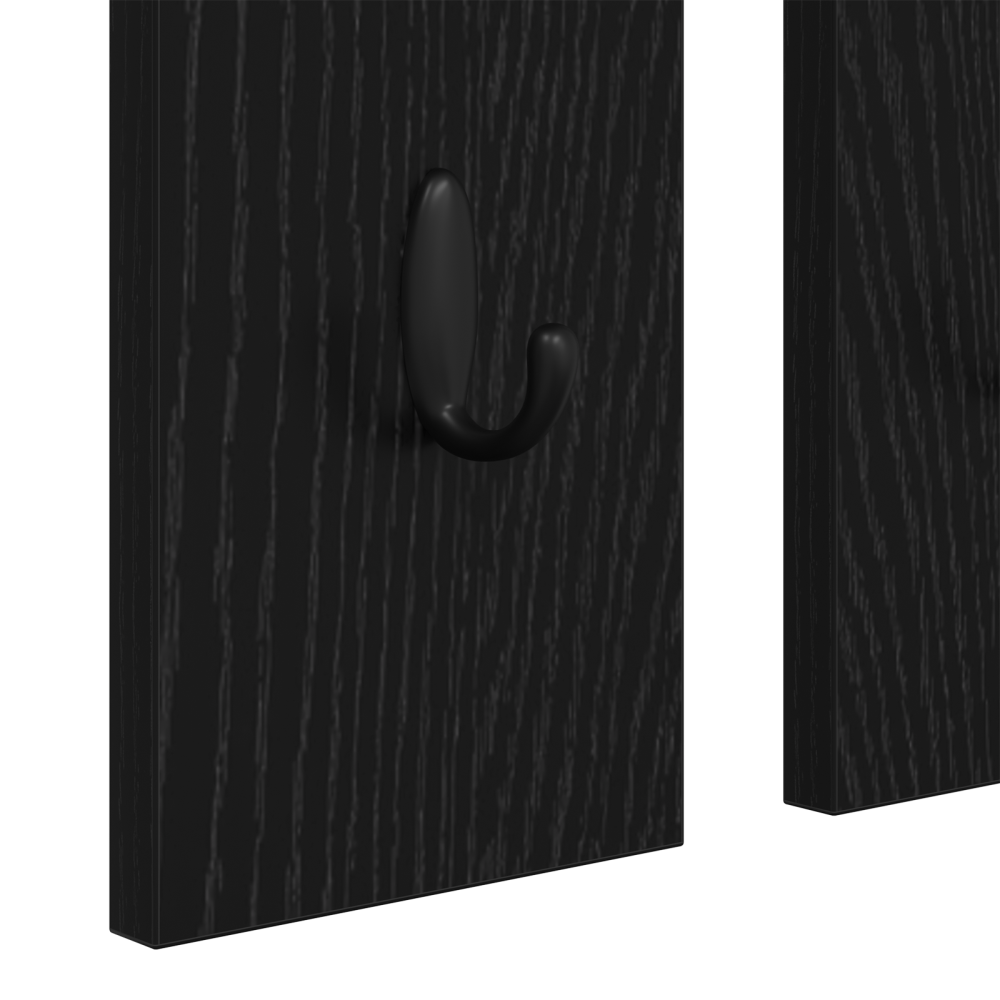 Produktbild för Väggmonterad Klädhängare med hylla Svart ek 84 x 10 x 80 cm