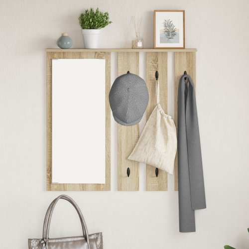 vidaXL Väggmonterad Klädhängare med hylla Sonoma ek 84 x 10 x 80 cm