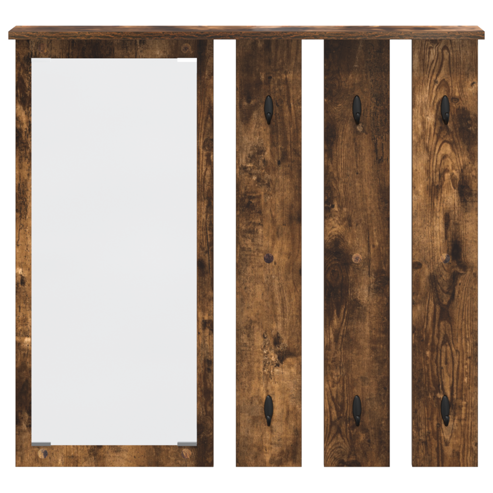 Produktbild för Väggmonterad Klädhängare med hylla Rökfärgad ek 84 x 10 x 80 cm