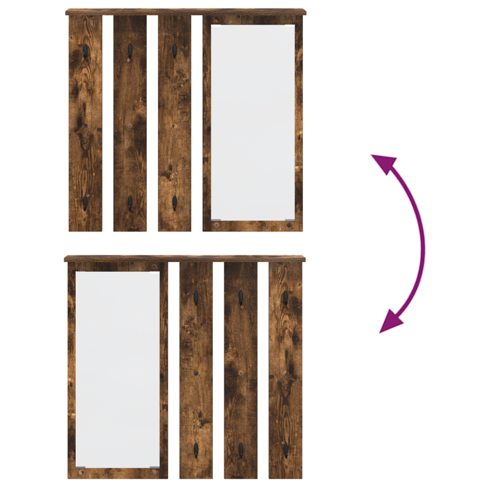 Produktbild för Väggmonterad Klädhängare med hylla Rökfärgad ek 84 x 10 x 80 cm