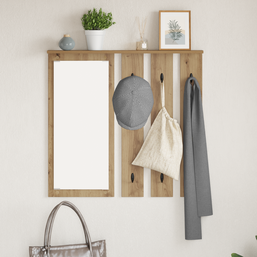 Produktbild för Väggmonterad Klädhängare med hylla artisan ek 84 x 10 x 80 cm
