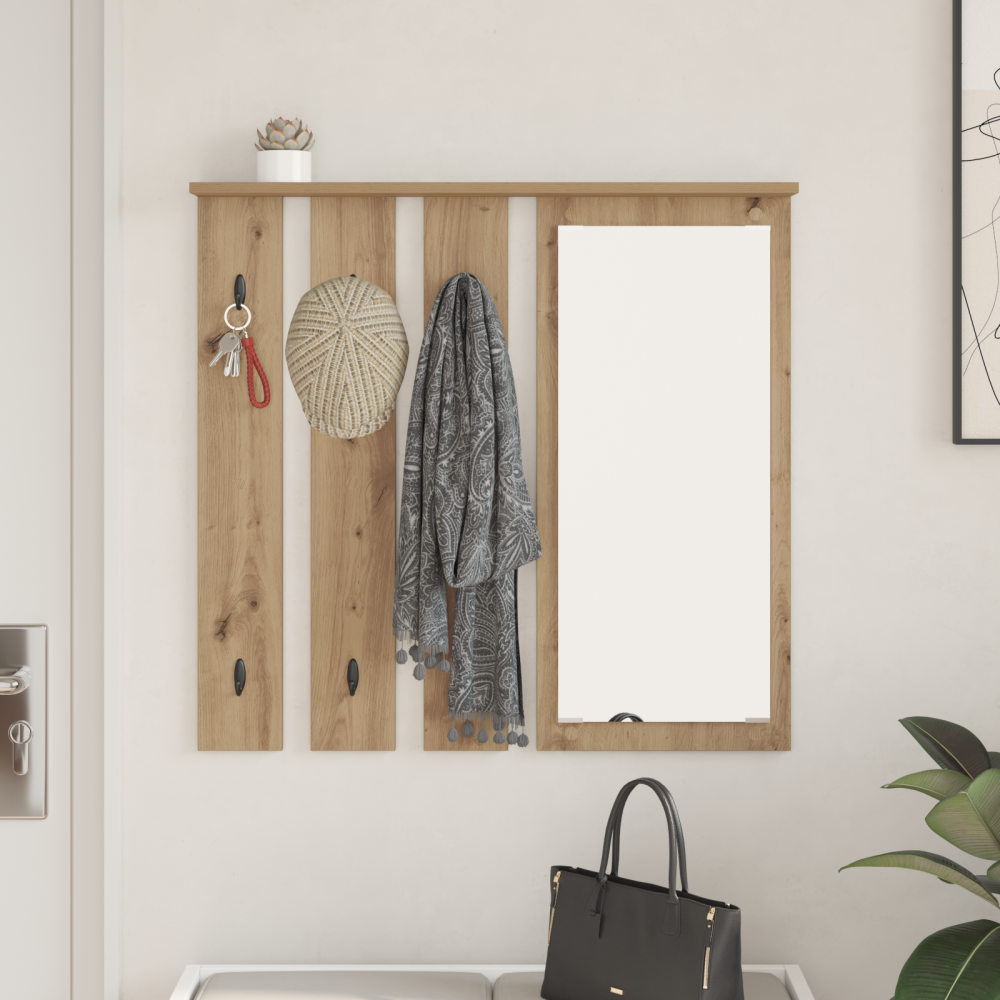 Produktbild för Väggmonterad Klädhängare med hylla artisan ek 84 x 10 x 80 cm