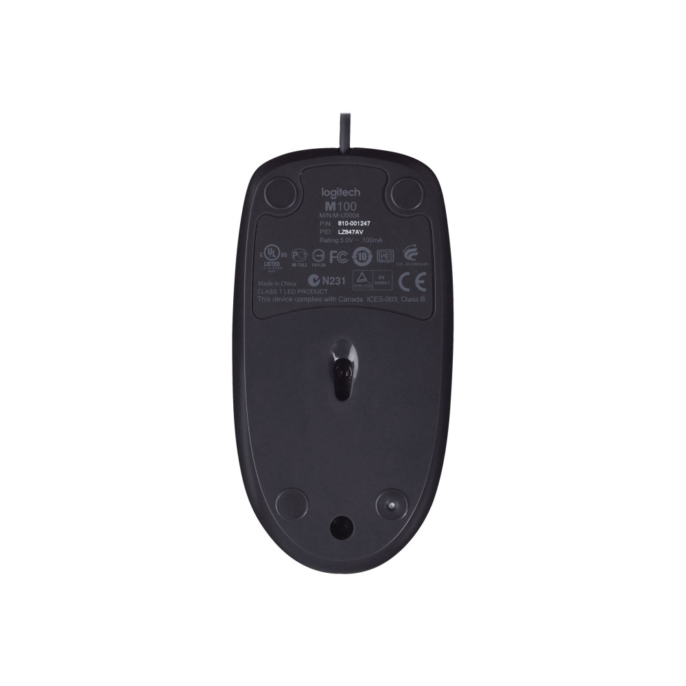 Produktbild för Logitech M100 - mus - fullstorlek - USB - svart