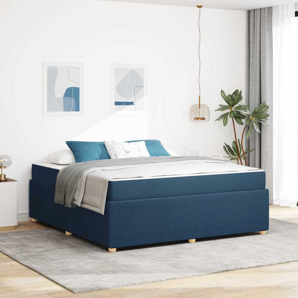 Produktbild för Sängram med madrass Blå 180 x 200 cm tyg