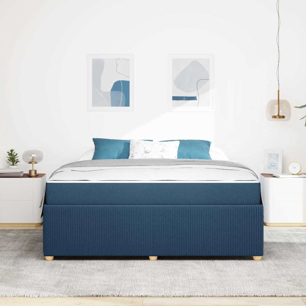 Produktbild för Sängram med madrass Blå 180 x 200 cm tyg