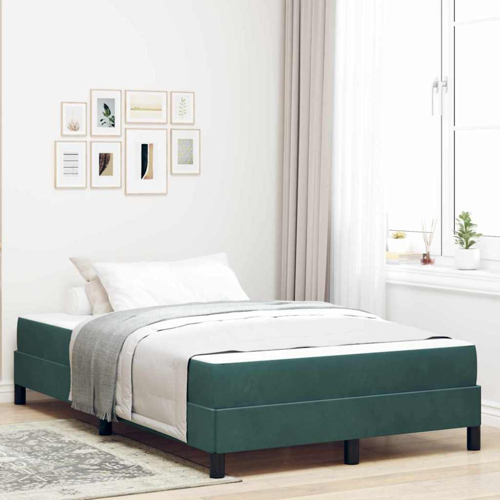 Produktbild för Bäddfjäder med madrass Mörkgrön 120 x 200 cm tyg