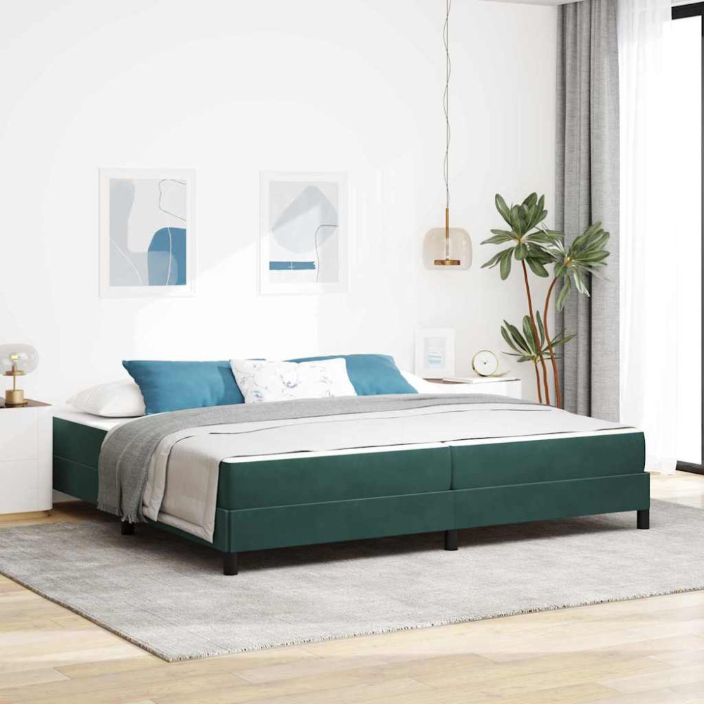 Produktbild för Bäddfjäder med madrass Mörkgrön 200 x 210 cm tyg