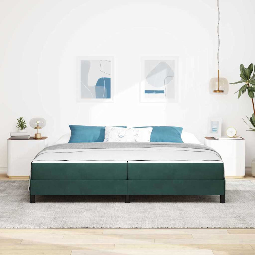 Produktbild för Bäddfjäder med madrass Mörkgrön 200 x 210 cm tyg