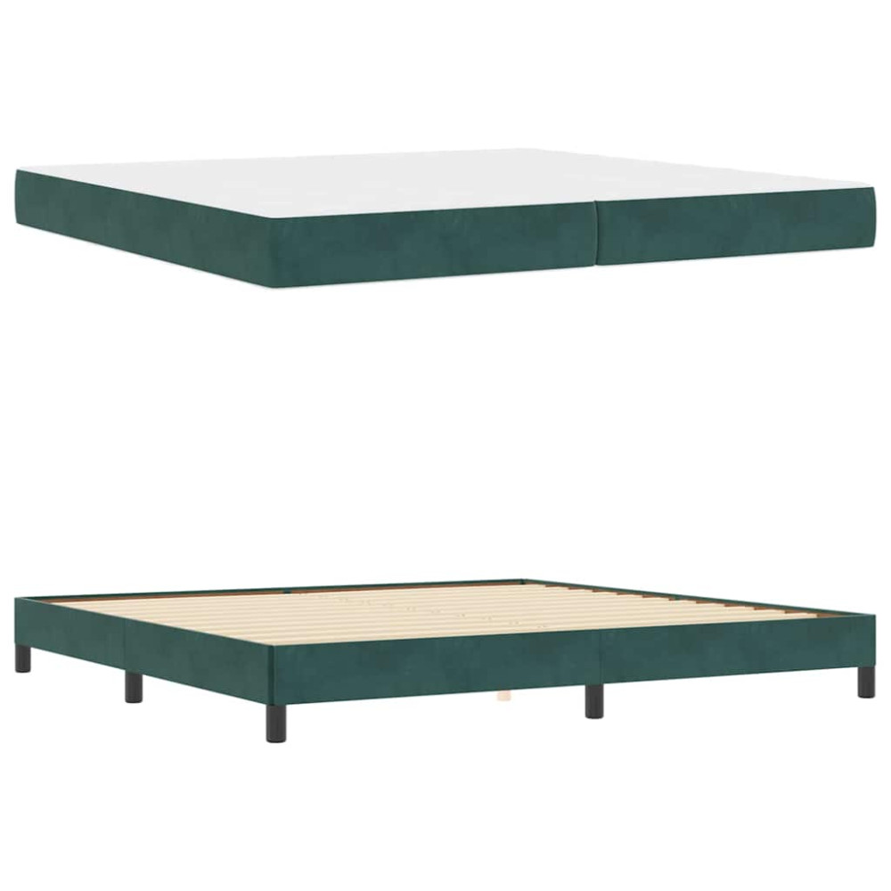 Produktbild för Bäddfjäder med madrass Mörkgrön 200 x 210 cm tyg