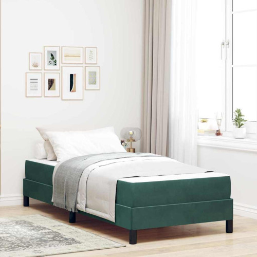 vidaXL Bäddfjäder med madrass Mörkgrön 80 x 220 cm tyg