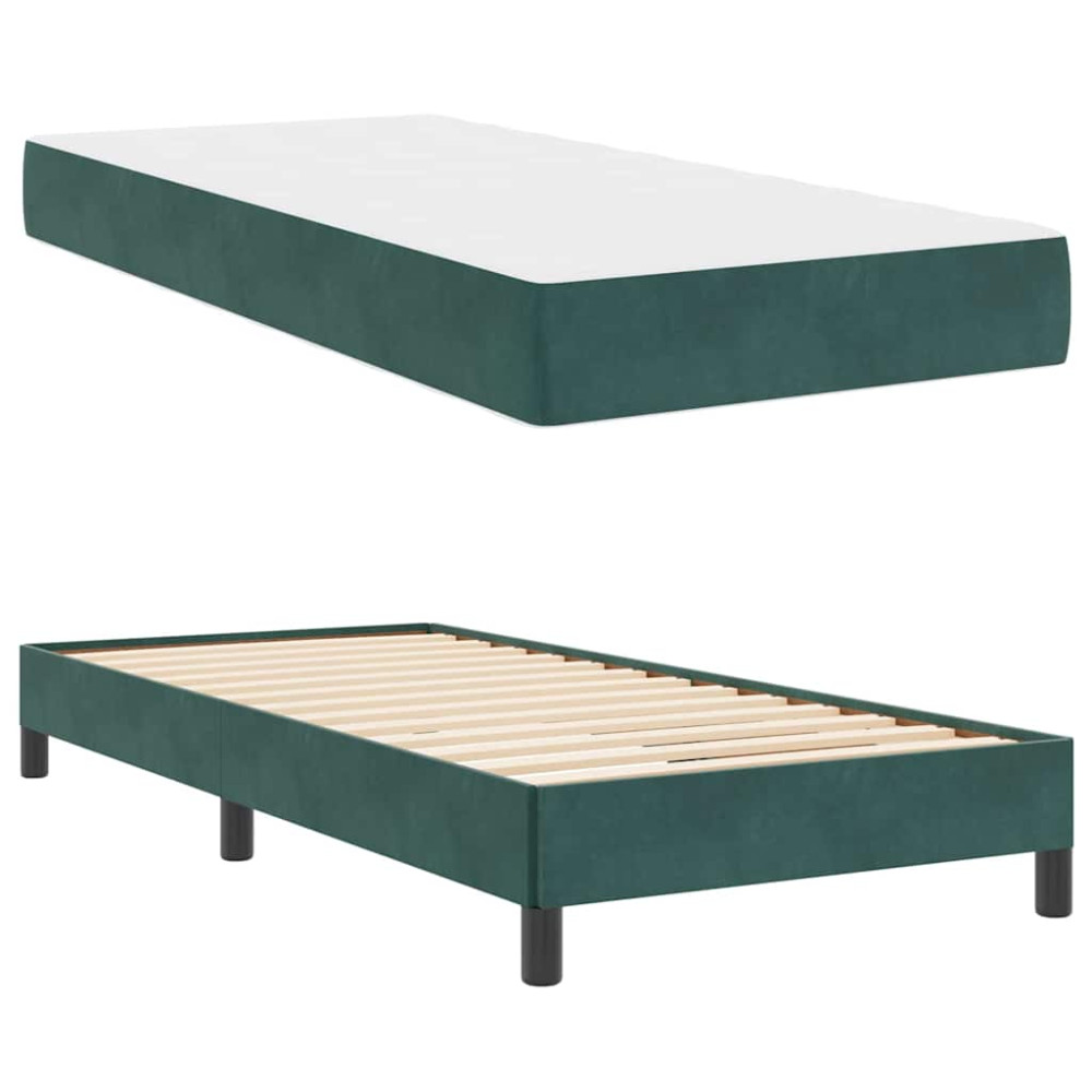Produktbild för Bäddfjäder med madrass Mörkgrön 80 x 220 cm tyg