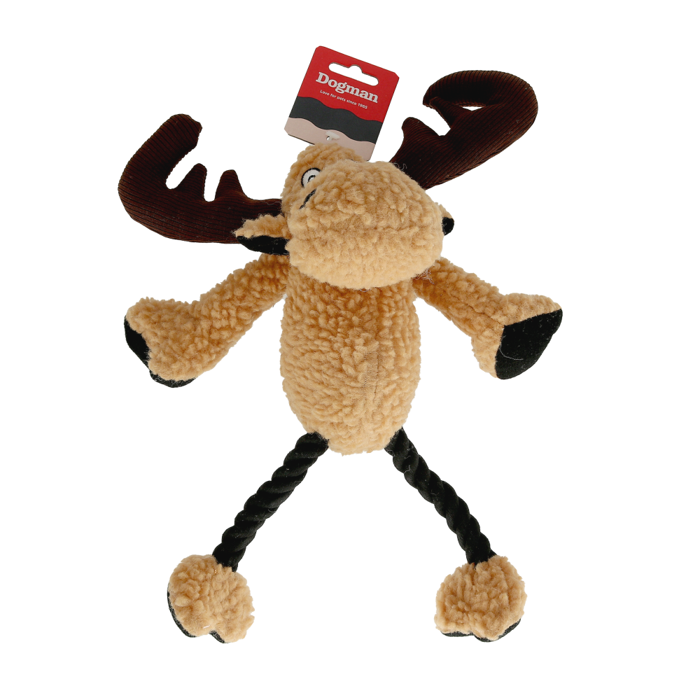 Produktbild för Hundleksak Älg med pip Brun 33cm