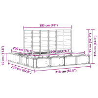 Produktbild för Sängram Vaxbrun 200 x 200 cm Massiv furu