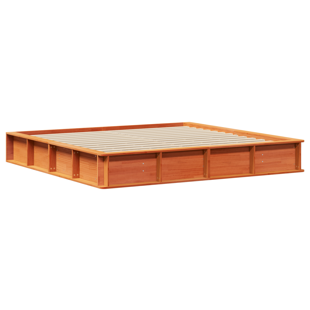 Produktbild för Sängram Vaxbrun 200 x 200 cm Massiv furu