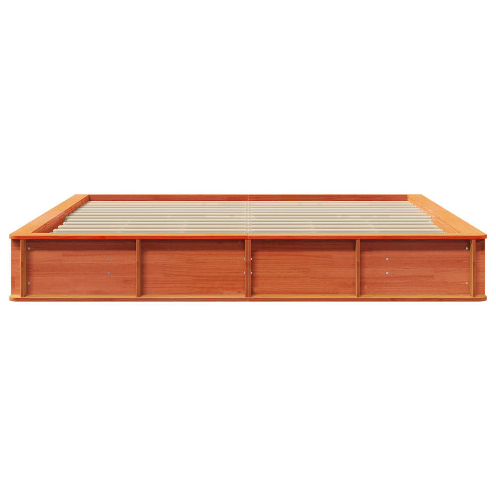 Produktbild för Sängram Vaxbrun 200 x 200 cm Massiv furu