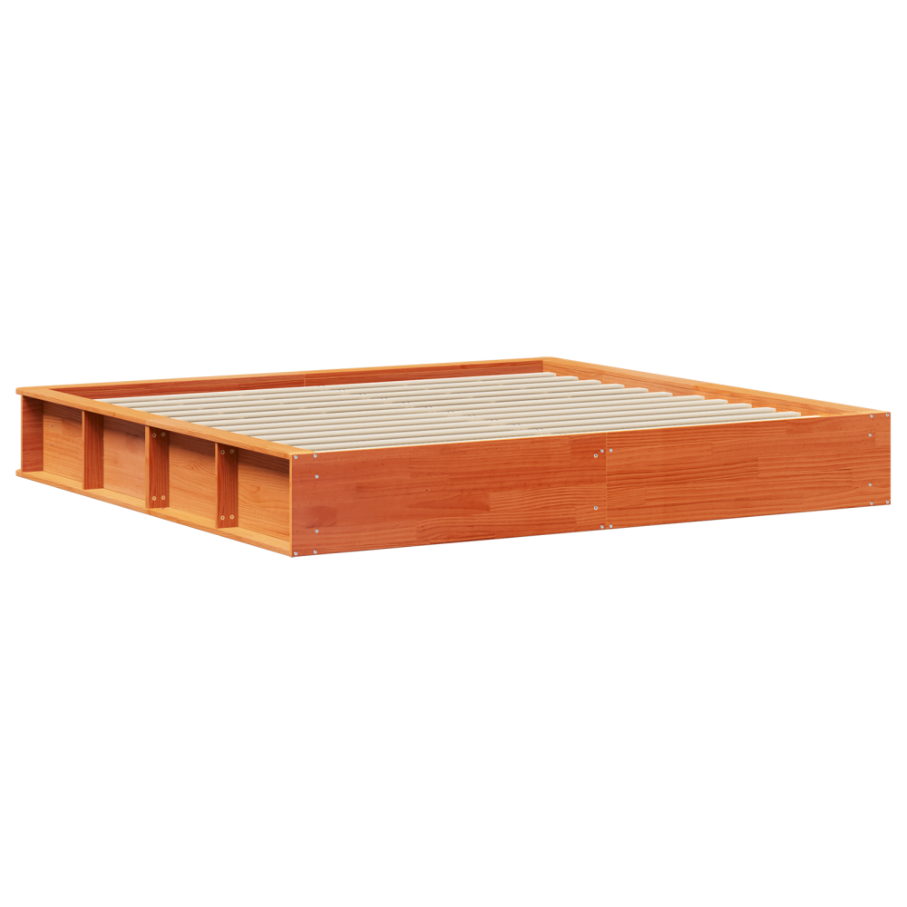 Produktbild för Sängram Vaxbrun 200 x 200 cm Massiv furu