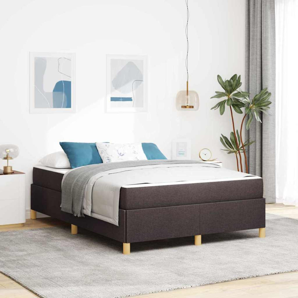 Produktbild för Sängram med madrass Mörkbrun 140 x 190 cm tyg