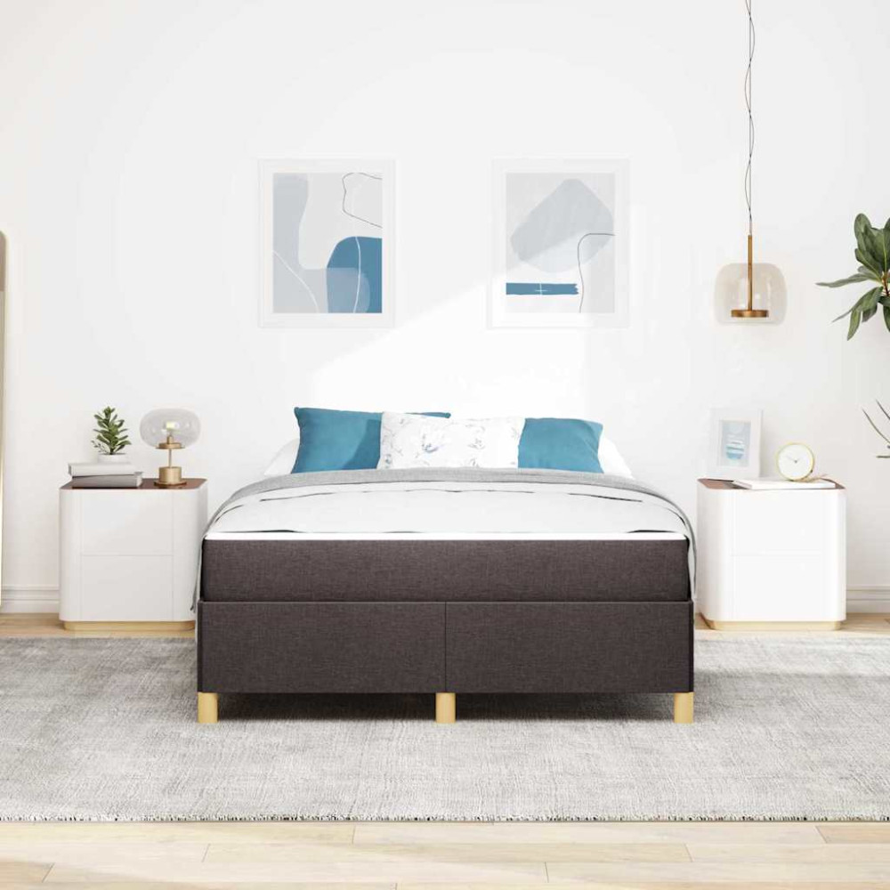 Produktbild för Sängram med madrass Mörkbrun 140 x 190 cm tyg