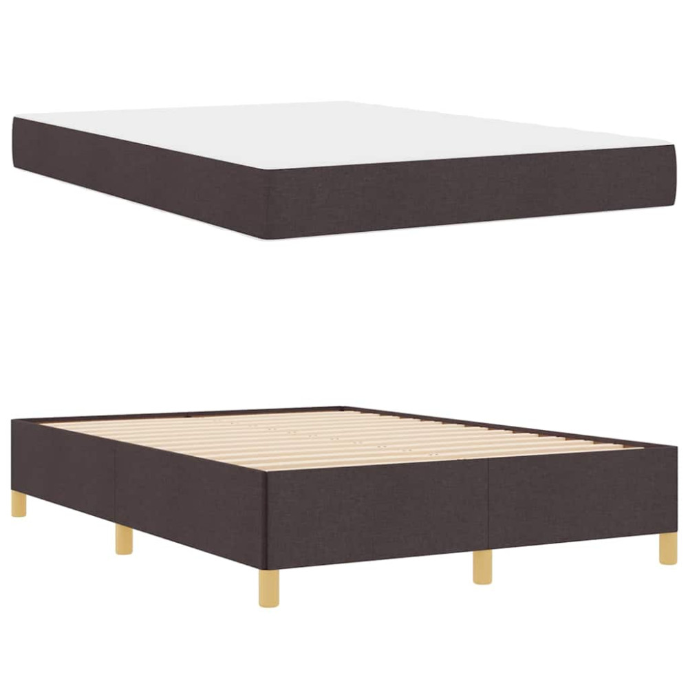 Produktbild för Sängram med madrass Mörkbrun 140 x 190 cm tyg