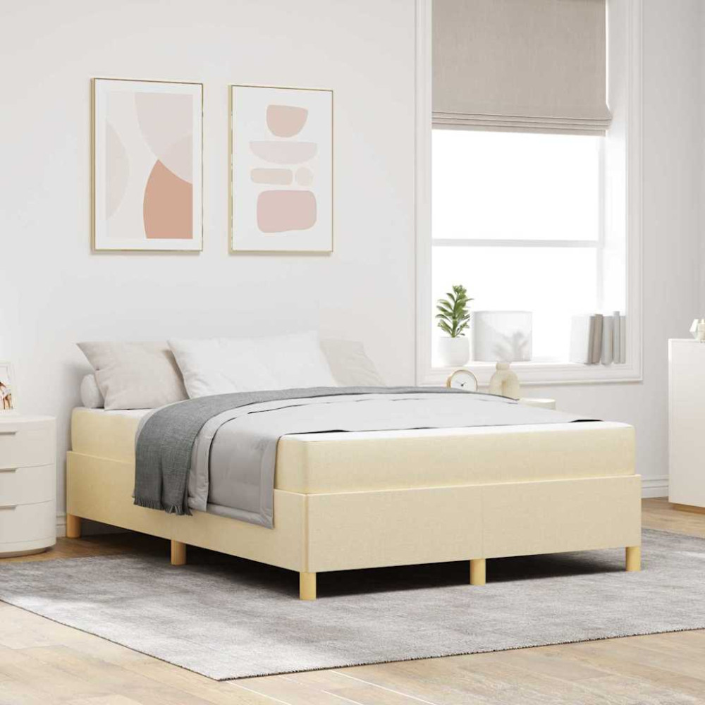 Produktbild för Sängram med madrass Kräm 140 x 200 cm tyg