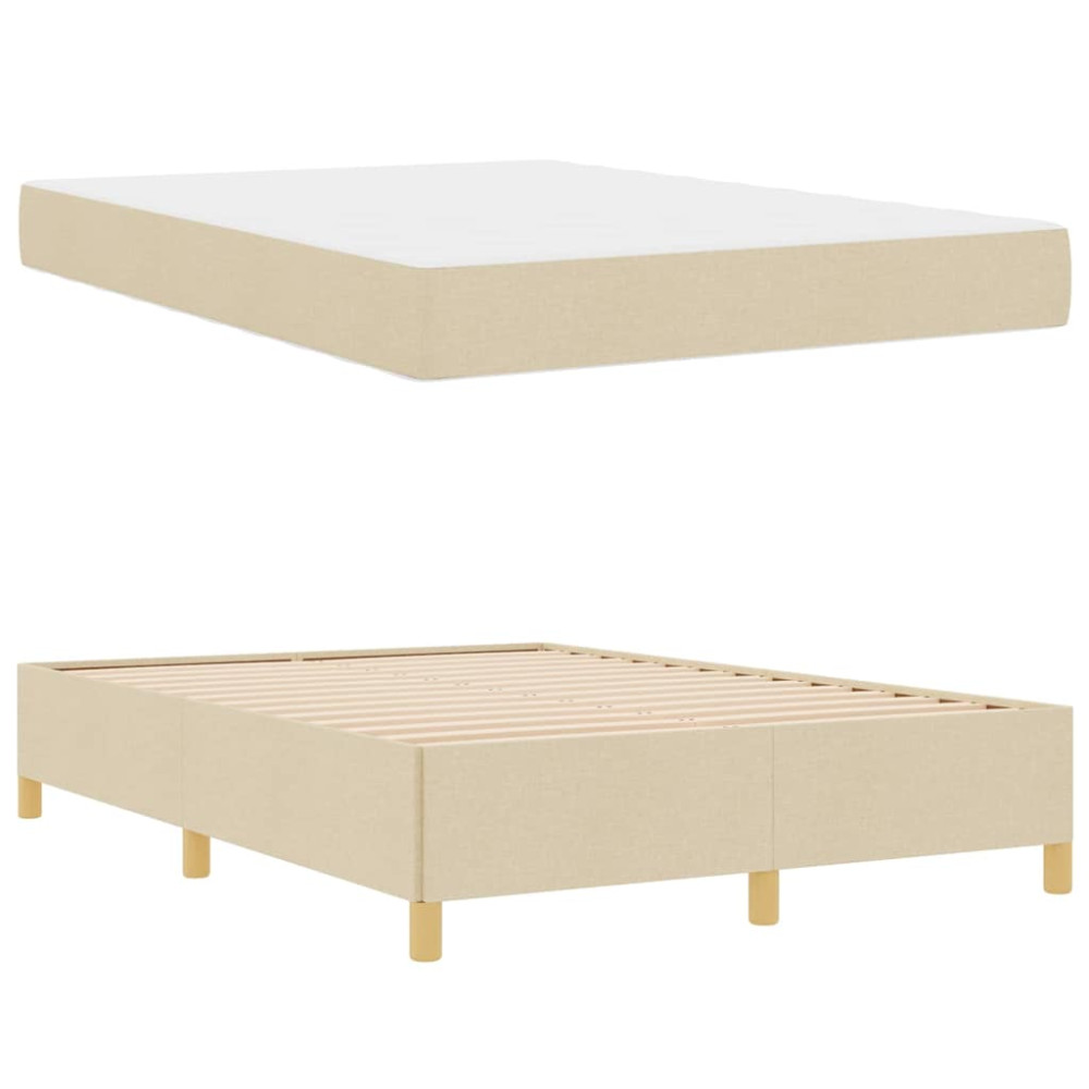 Produktbild för Sängram med madrass Kräm 140 x 200 cm tyg