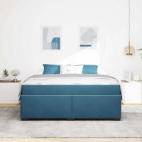 Produktbild för Sängram med madrass Mörkblå 180 x 200 cm tyg