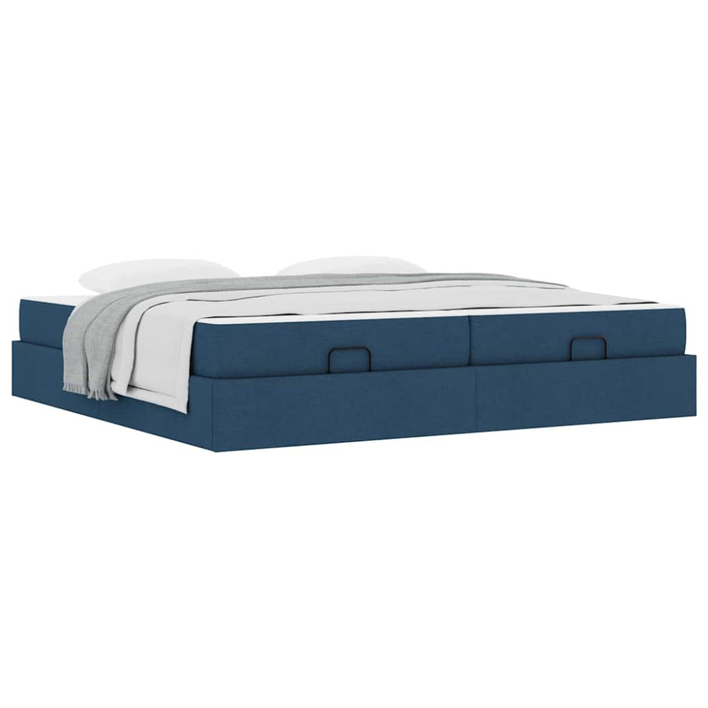 Produktbild för Sängram med madrass med madrass 2 pcs Blå tyg