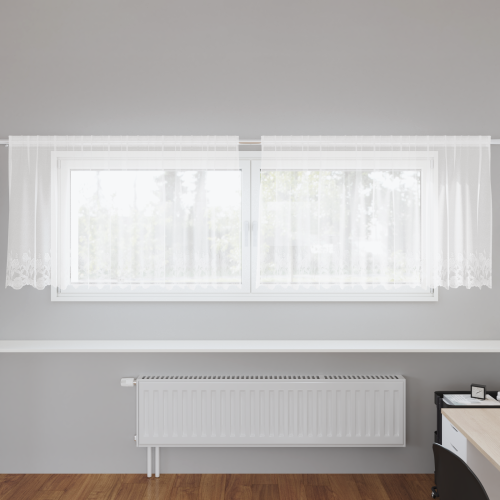 vidaXL Spetsgardin med gardiner Blommor Vit 100 x 300 cm Polyester