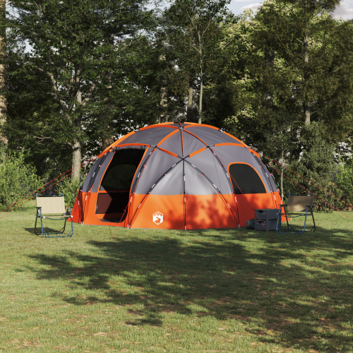 vidaXL Dome Tält med tak Grå och orange 475 x 475 x 235 cm taffeta