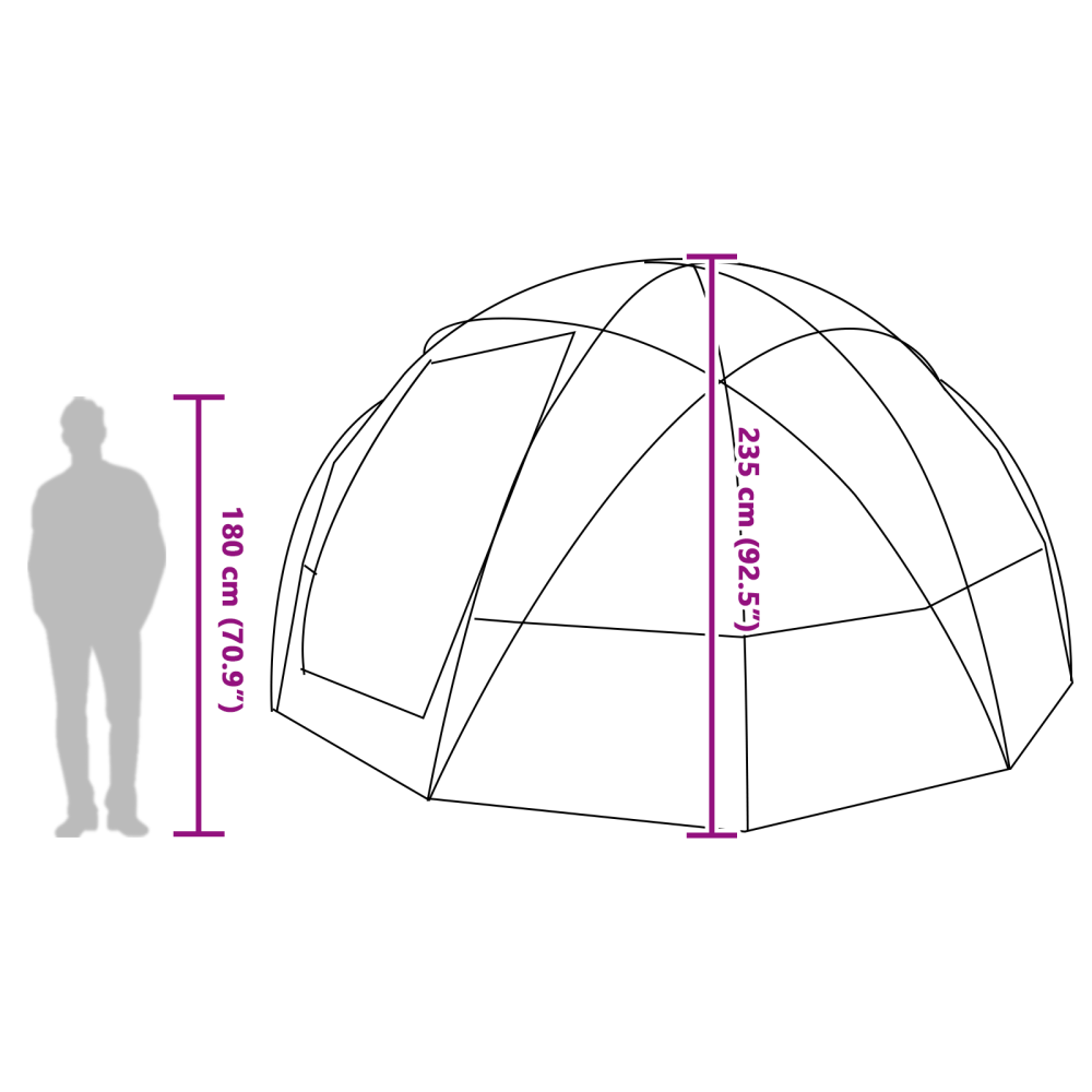Produktbild för Dome Tält med tak Grå och orange 475 x 475 x 235 cm taffeta