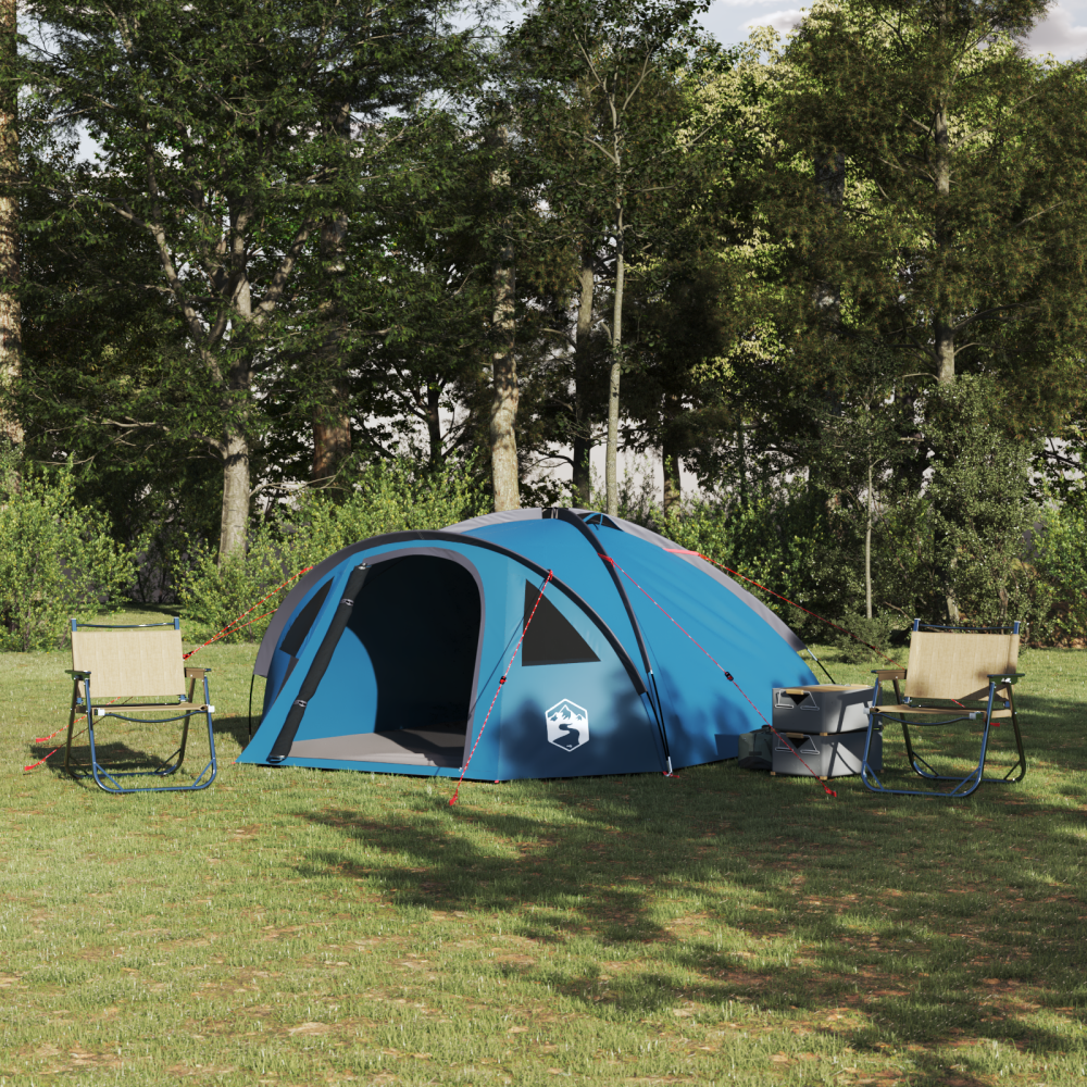 Produktbild för Dome Tält 4 person 308 x 268 x 130 cm Vattentålig Blå taffeta