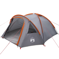 Produktbild för Dome Tält 4 person 308 x 268 x 130 cm Grå och orange taffeta