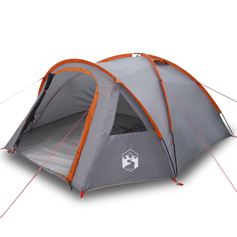Produktbild för Dome Tält 4 person 308 x 268 x 130 cm Grå och orange taffeta