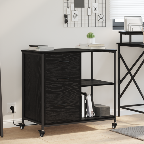 vidaXL Skåp med laddstation Svart Ek 76 x 41 x 72 cm Konstruerat trä