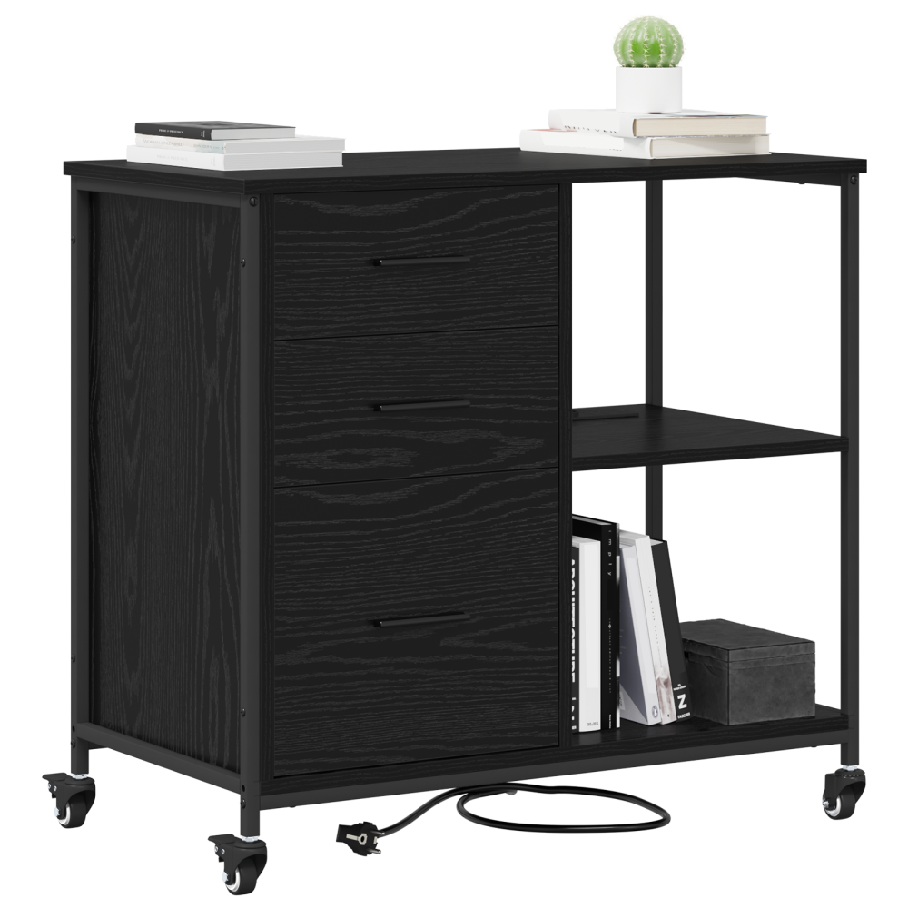 Produktbild för Skåp med laddstation Svart Ek 76 x 41 x 72 cm Konstruerat trä