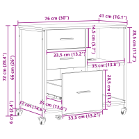 Produktbild för Skåp med laddstation Svart Ek 76 x 41 x 72 cm Konstruerat trä