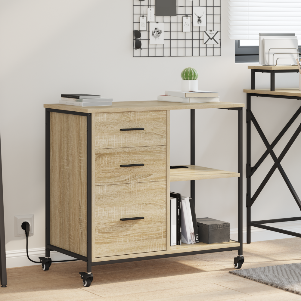 Produktbild för Skåp med laddstation Sonoma-ek 76 x 41 x 72 cm Konstruerat trä