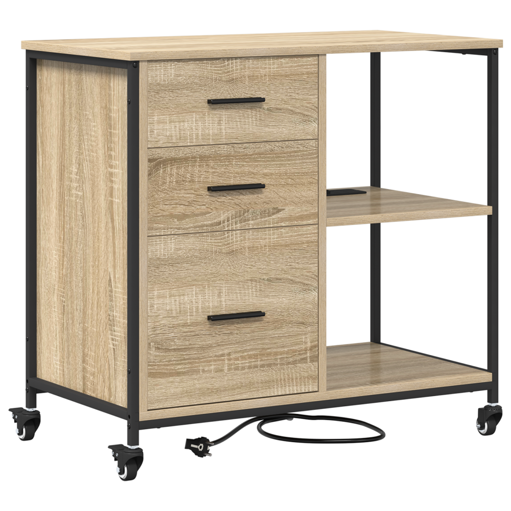 Produktbild för Skåp med laddstation Sonoma-ek 76 x 41 x 72 cm Konstruerat trä