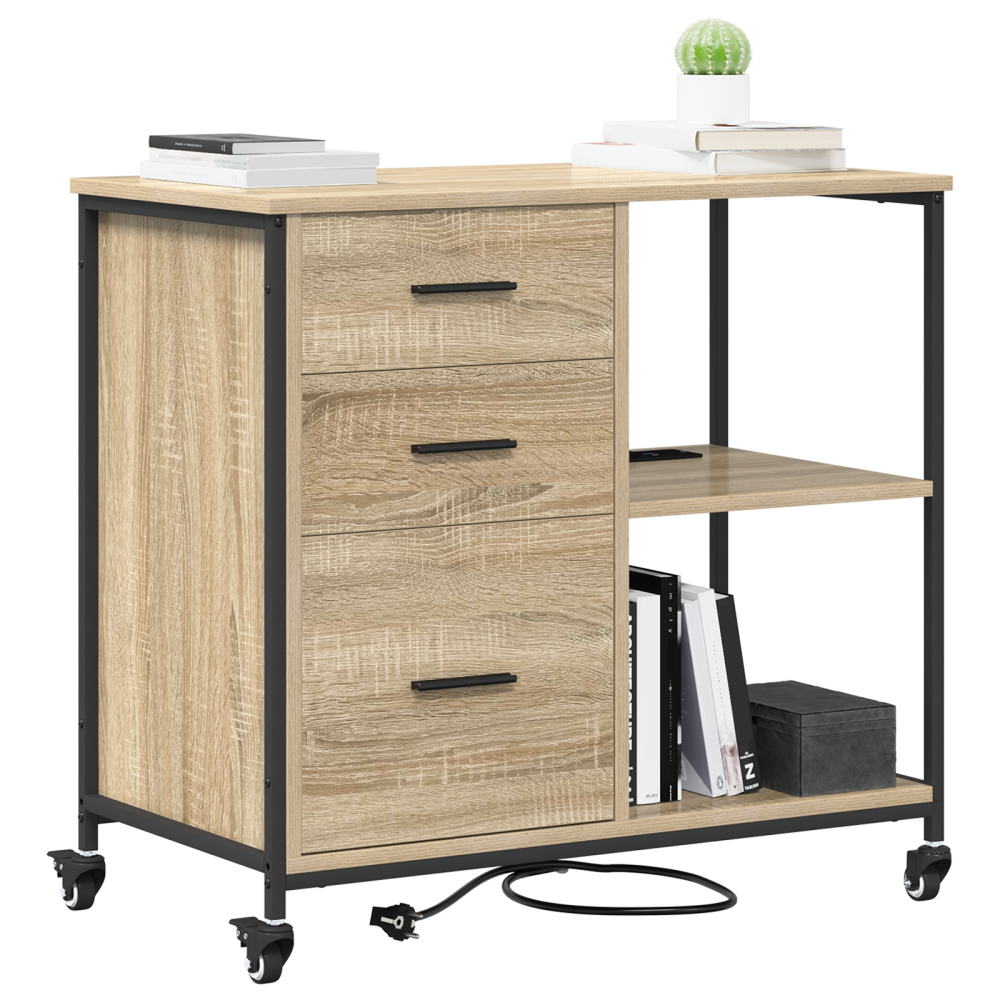 Produktbild för Skåp med laddstation Sonoma-ek 76 x 41 x 72 cm Konstruerat trä