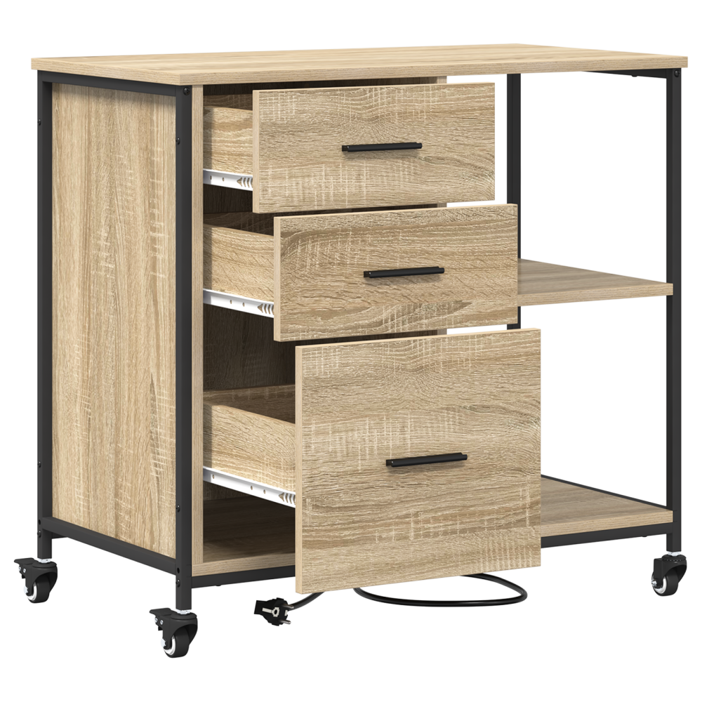 Produktbild för Skåp med laddstation Sonoma-ek 76 x 41 x 72 cm Konstruerat trä