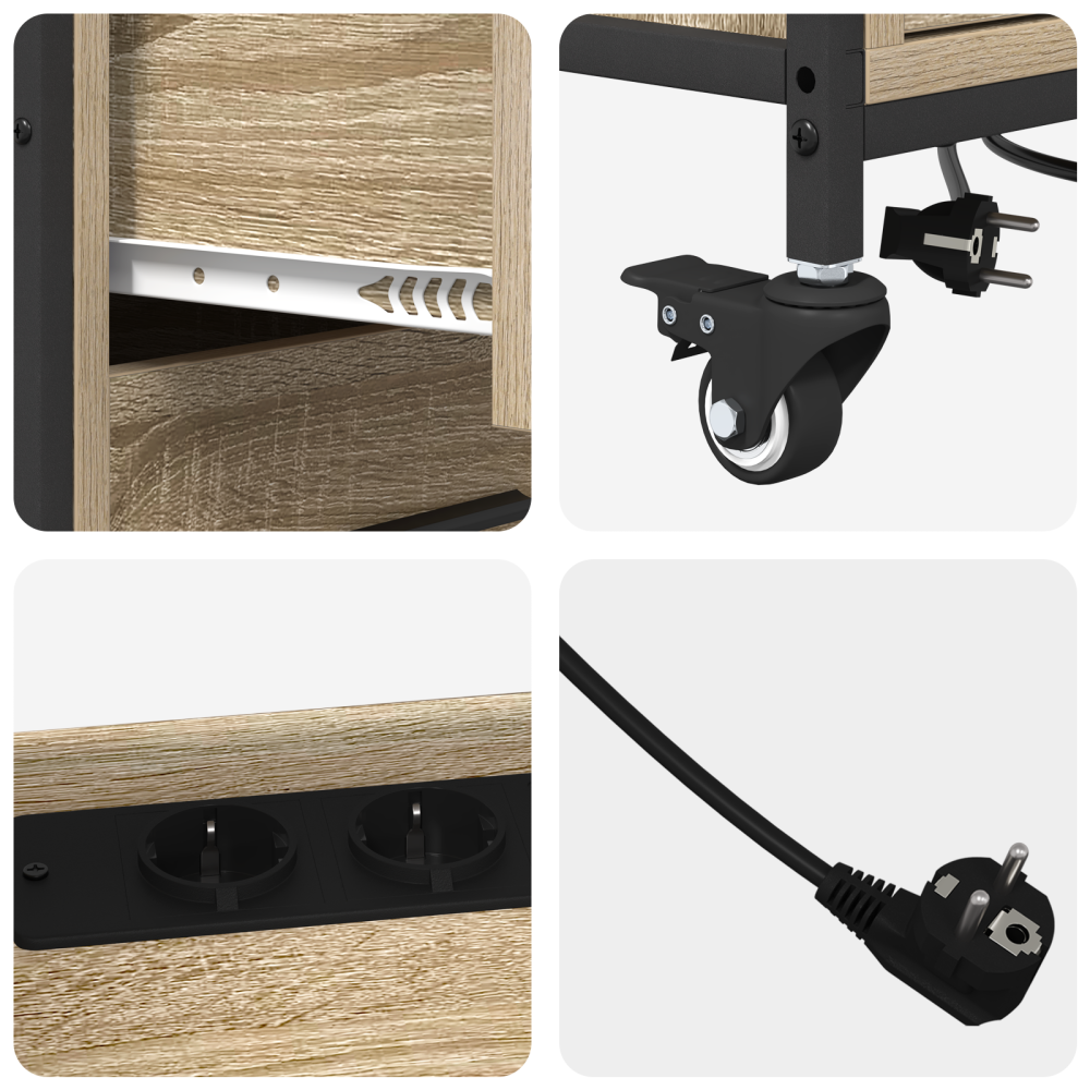 Produktbild för Skåp med laddstation Sonoma-ek 76 x 41 x 72 cm Konstruerat trä