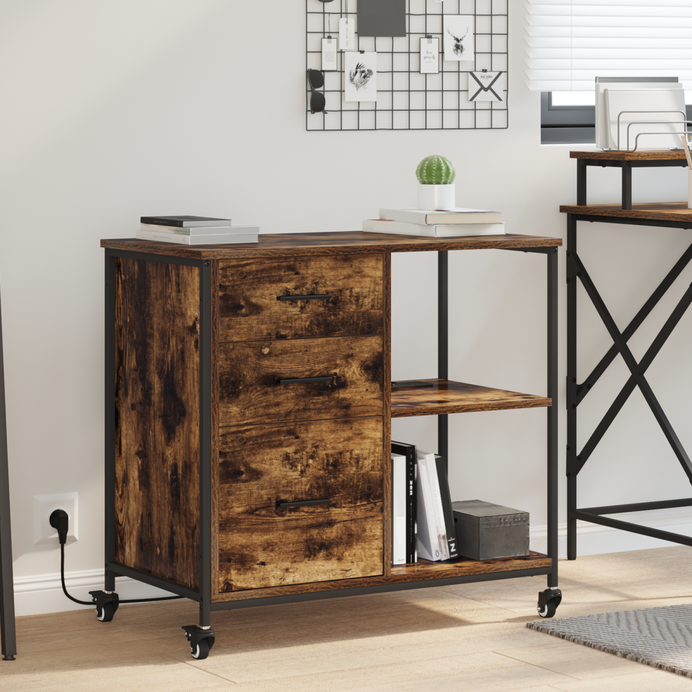 Produktbild för Skåp med laddstation Rökt ek 76 x 41 x 72 cm Konstruerat trä