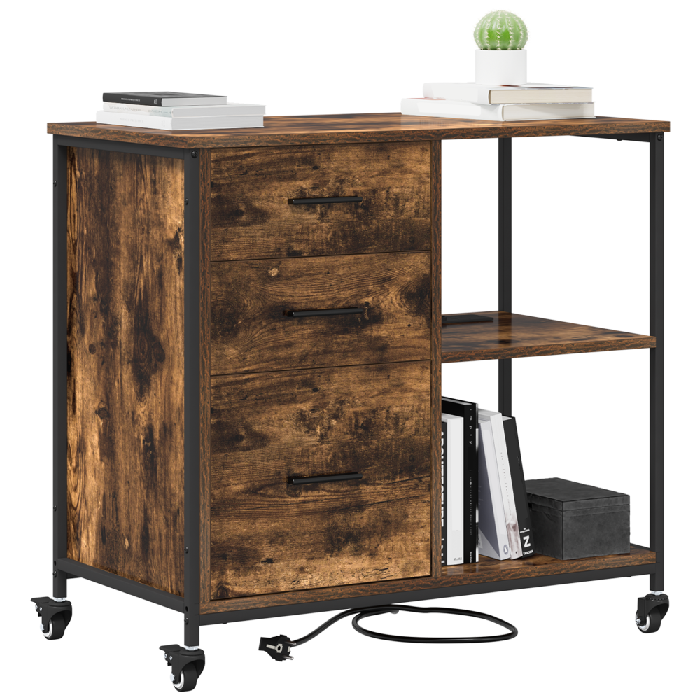 Produktbild för Skåp med laddstation Rökt ek 76 x 41 x 72 cm Konstruerat trä