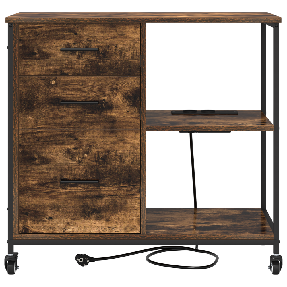 Produktbild för Skåp med laddstation Rökt ek 76 x 41 x 72 cm Konstruerat trä