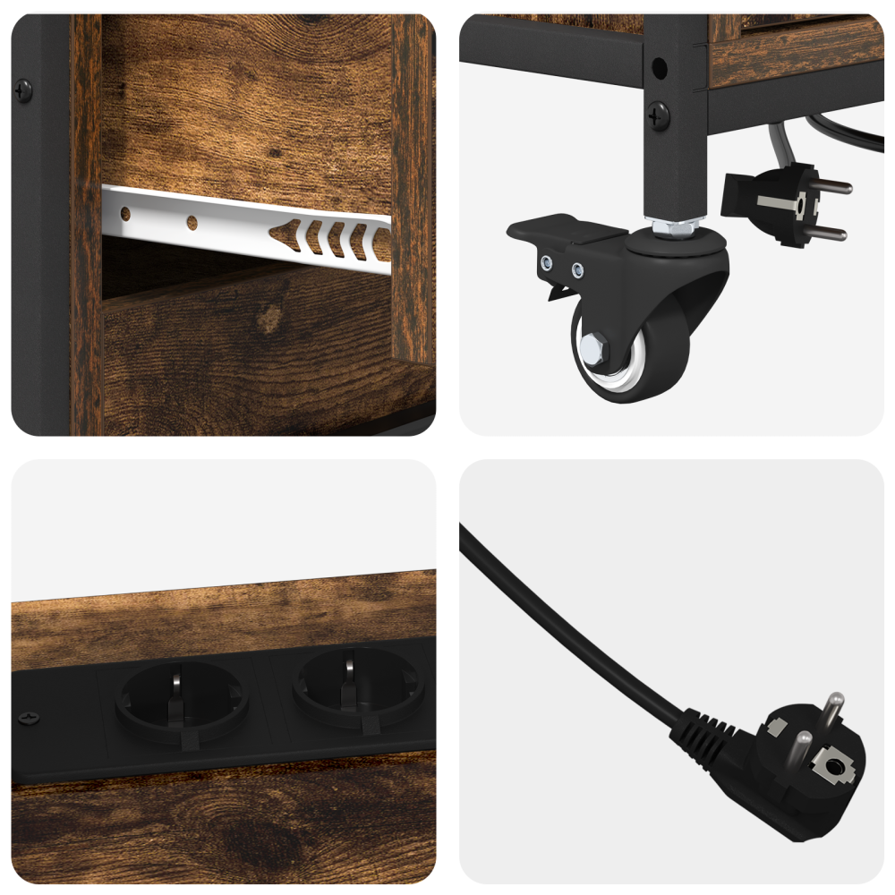 Produktbild för Skåp med laddstation Rökt ek 76 x 41 x 72 cm Konstruerat trä
