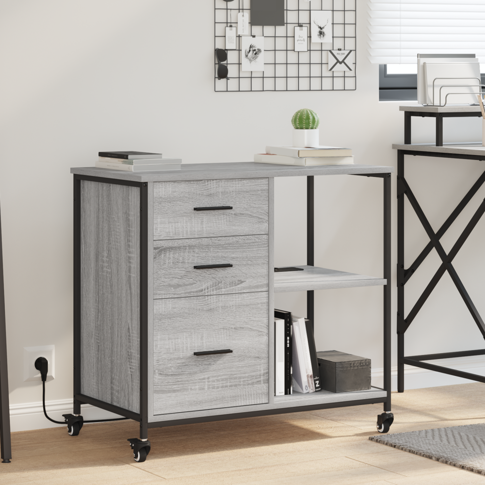 Produktbild för Skåp med laddstation Grå Sonoma 76 x 41 x 72 cm Konstruerat trä