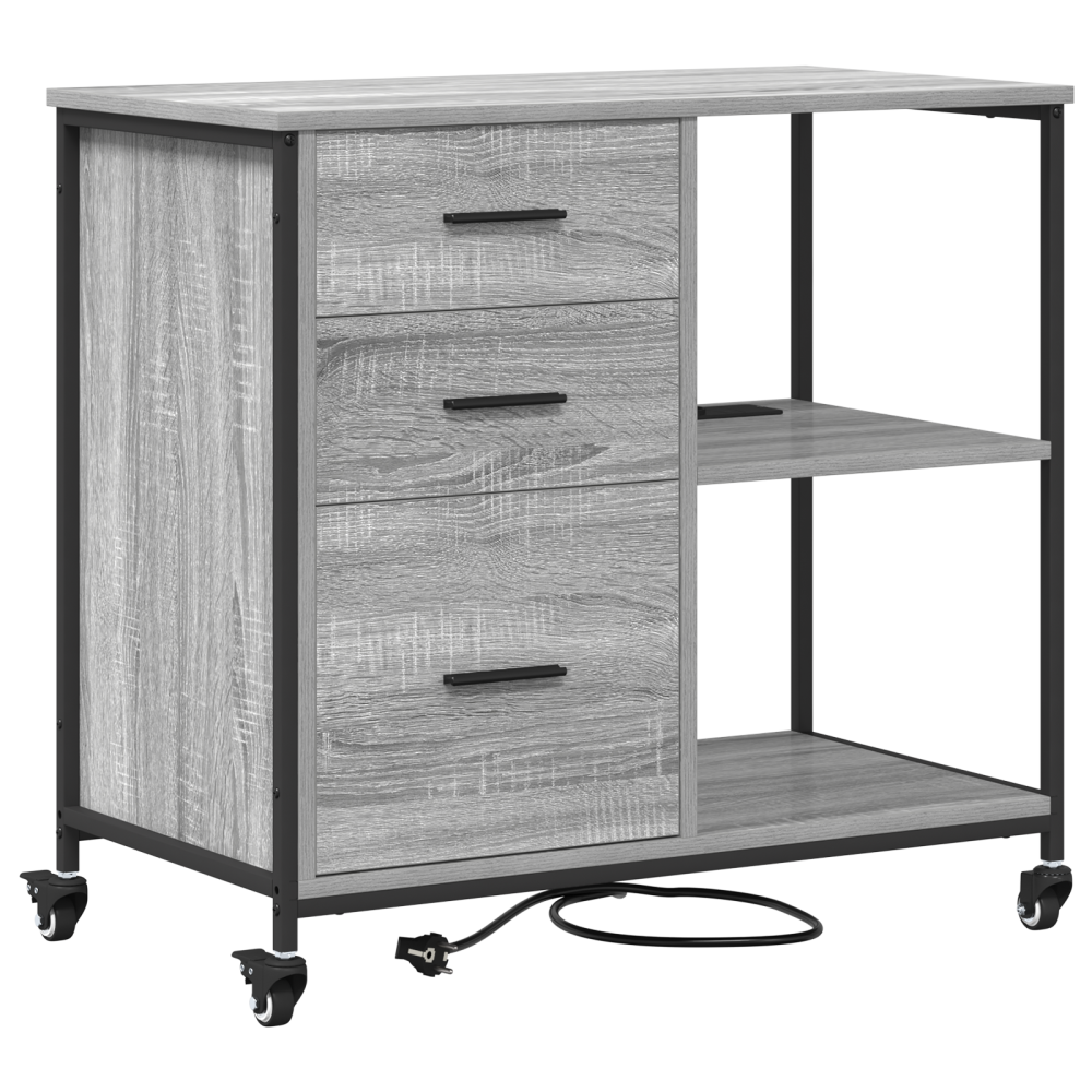 Produktbild för Skåp med laddstation Grå Sonoma 76 x 41 x 72 cm Konstruerat trä