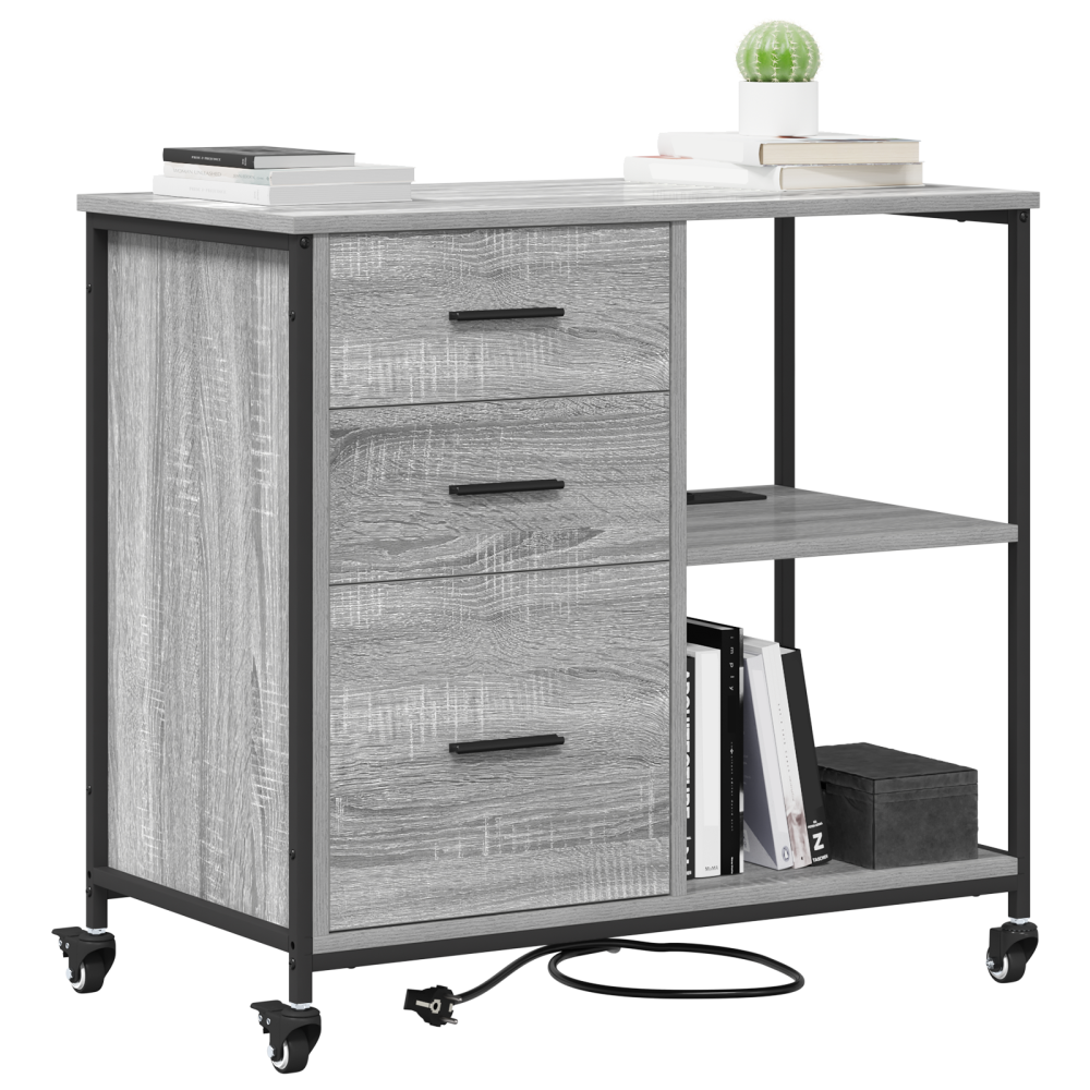 Produktbild för Skåp med laddstation Grå Sonoma 76 x 41 x 72 cm Konstruerat trä